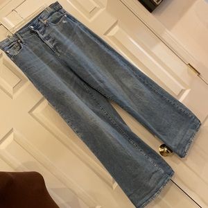 NWOT GAP Wide-Leg Sky High Distressed Jeans Light Indigo Wash-Size12 31/31 Long